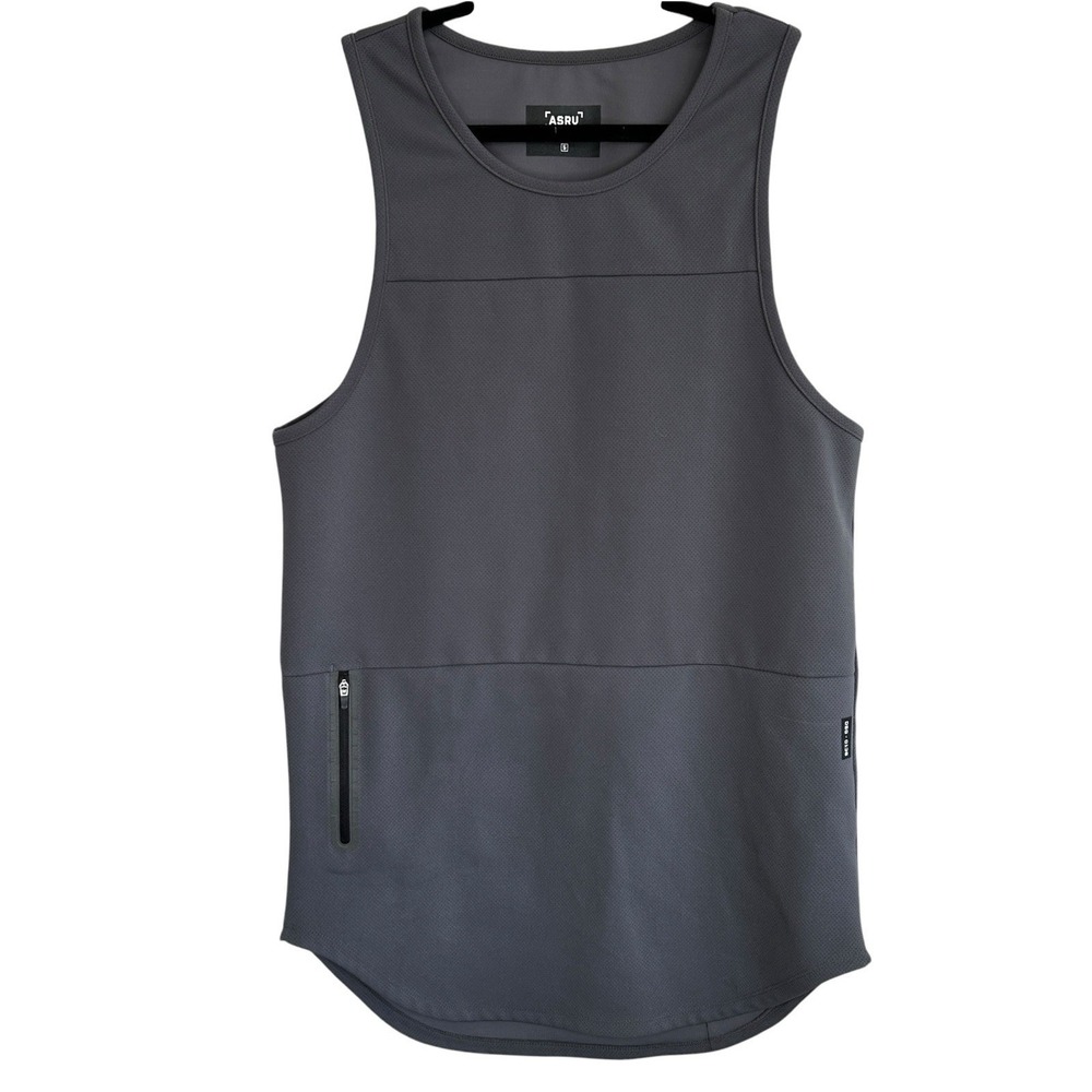 ASRV Mesh Utility Tank Top Small Gym Sports Train Pocket Stretch Gray DSG-0136